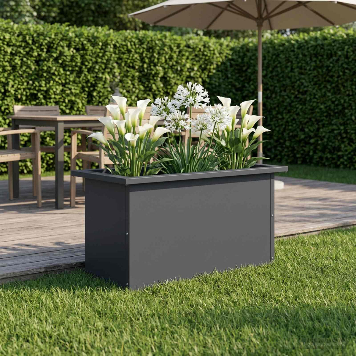 Garden Planter with LED 30 x 60 x 30 cm Steel Anthracite
