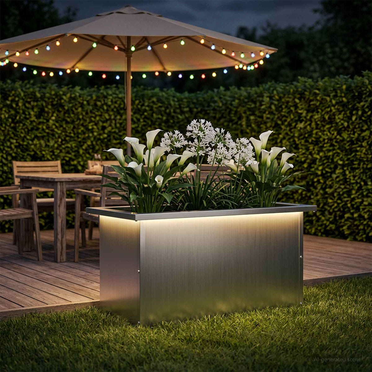 Garden Planter with LED 30 x 60 x 30 cm Steel Galvanised steel