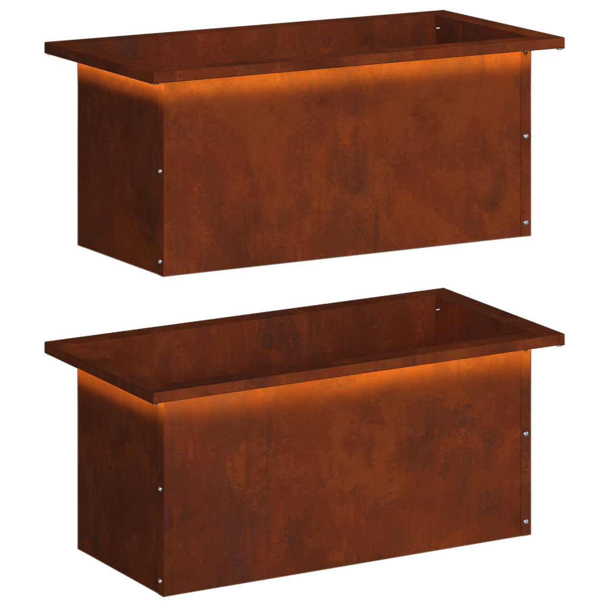 Garden Planter with LED 30 x 60 x 30 cm Steel 2 pcs Weathering steel