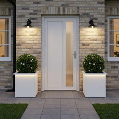 Garden Planter with LED 40 x 40 x 40 cm Steel 2 pcs White