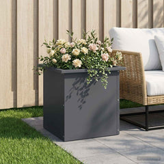 Garden Planter with LED 40 x 40 x 40 cm Steel Anthracite
