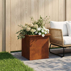 Garden Planter with LED 40 x 40 x 40 cm Steel Weathering steel