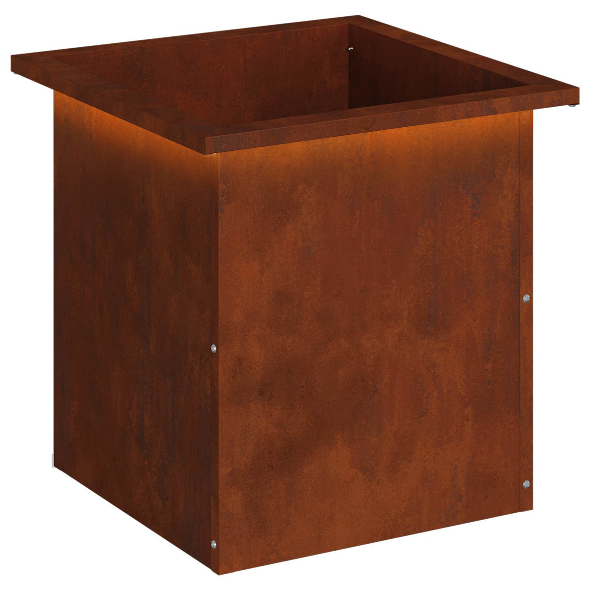 Garden Planter with LED 40 x 40 x 40 cm Steel Weathering steel