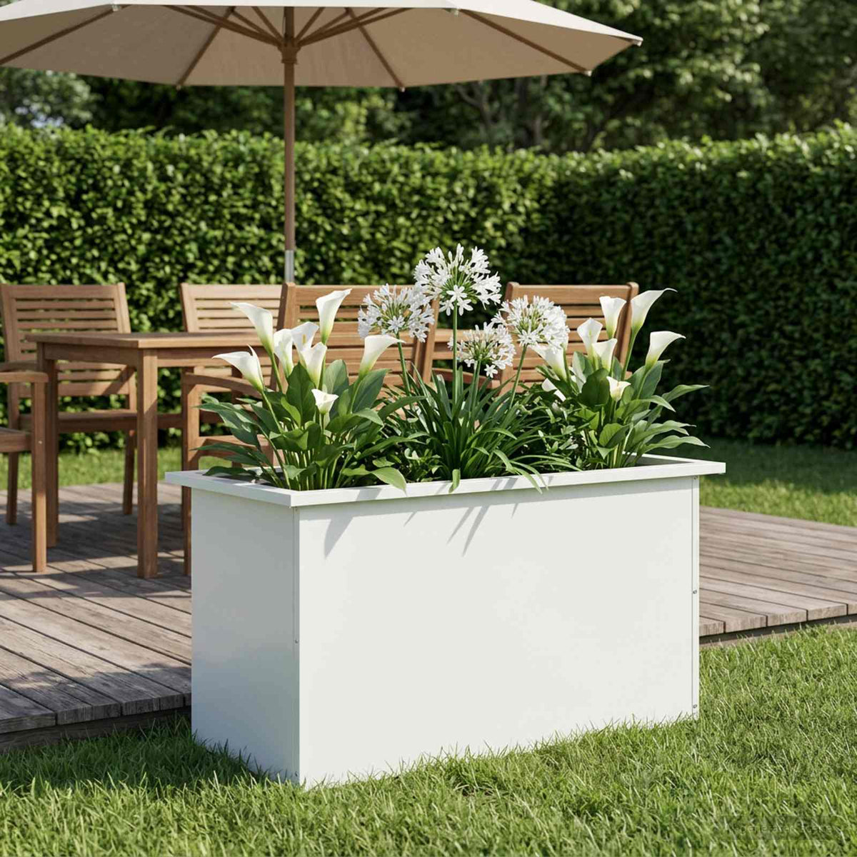 Garden Planter with LED 40 x 80 x 40 cm Steel White