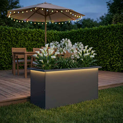 Garden Planter with LED 40 x 80 x 40 cm Steel Anthracite
