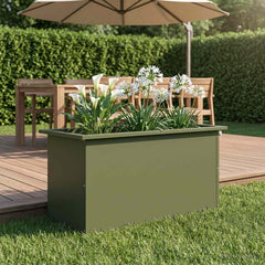 Garden Planter with LED 40 x 80 x 40 cm Steel Olive green