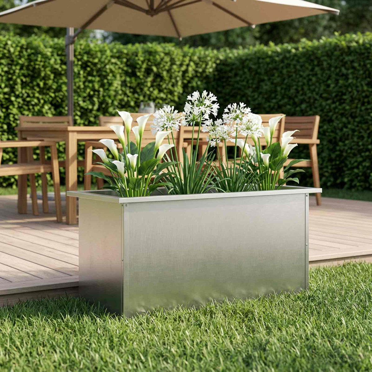 Garden Planter with LED 40 x 80 x 40 cm Steel Stainless steel