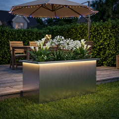Garden Planter with LED 40 x 80 x 40 cm Steel Galvanised steel