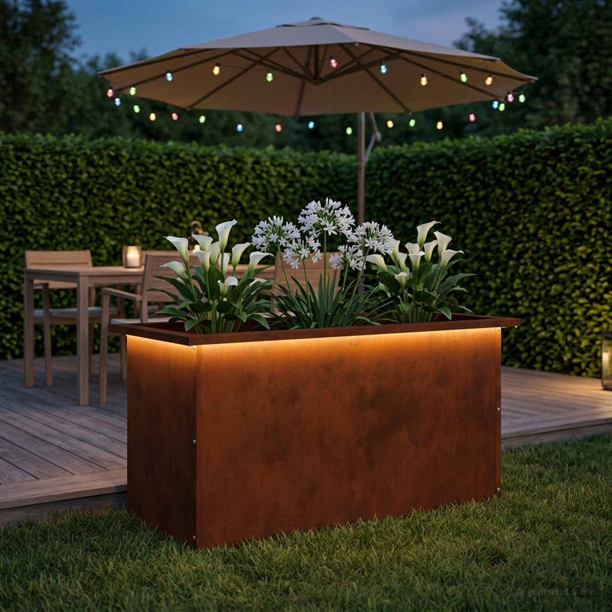 Garden Planter with LED 40 x 80 x 40 cm Steel Weathering steel