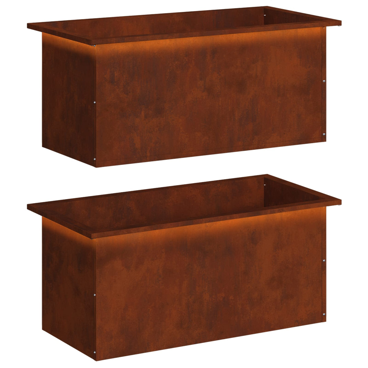 Garden Planter with LED 40 x 80 x 40 cm Steel 2 pcs Weathering steel
