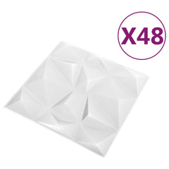vidaXL Wall Panels 48 pcs 50 x 50 cm Diamond White XPS Foam 3