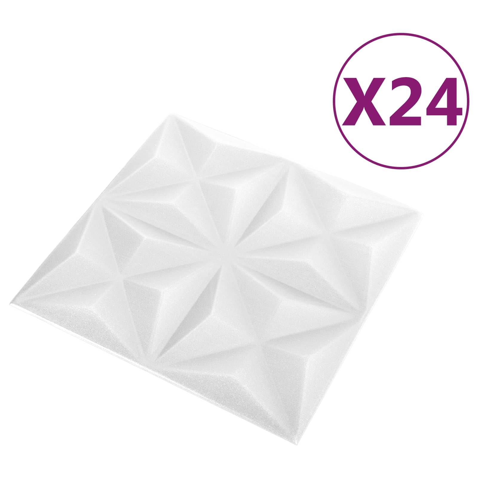 vidaXL Wall Panels 24 pcs 50 x 50 cm Origami White XPS Foam 3