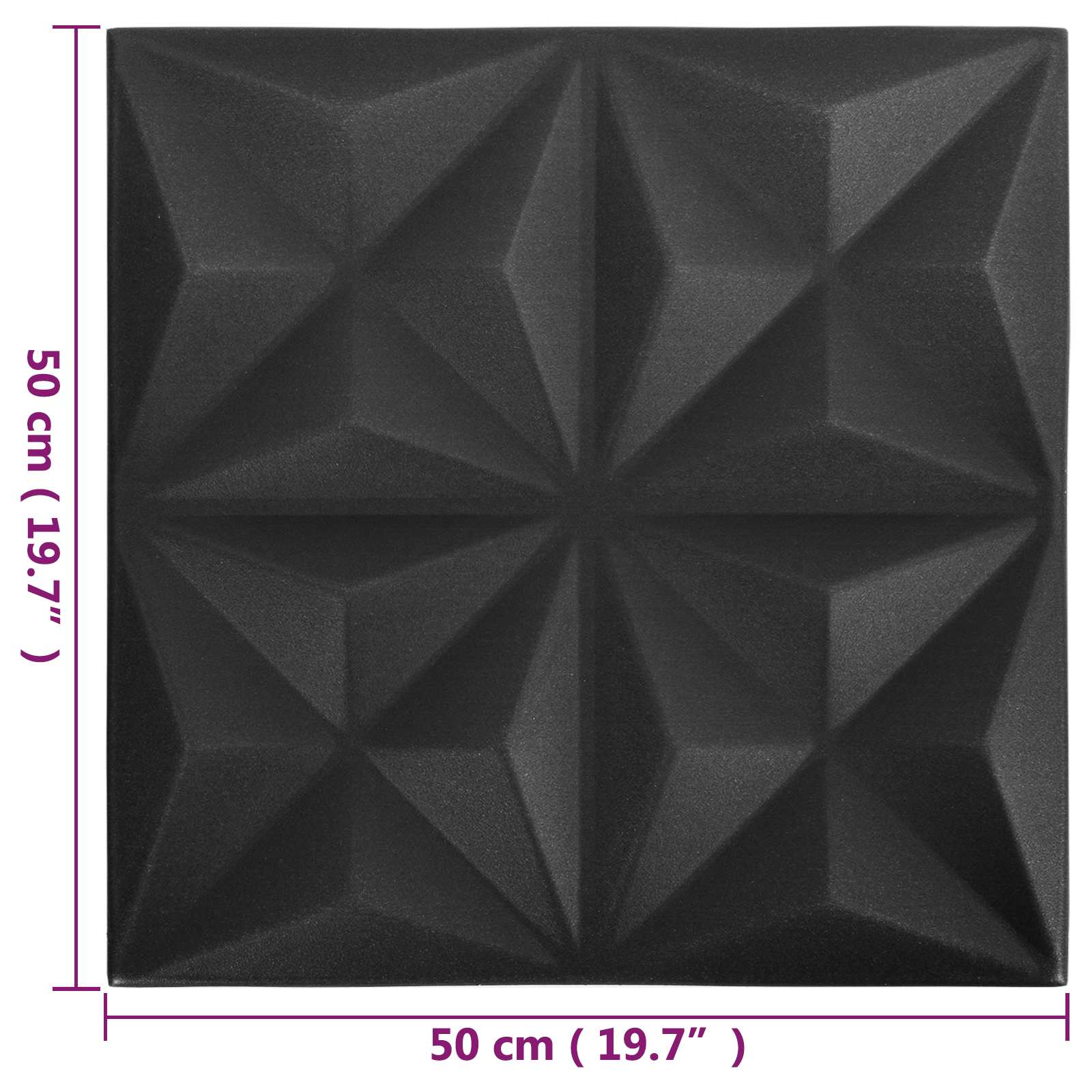 vidaXL Wall Panels 24 pcs 50 x 50 cm Origami Black XPS Foam 5