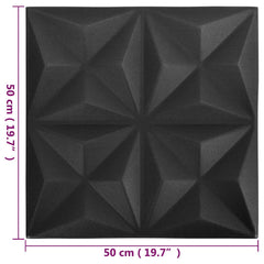 vidaXL Wall Panels 24 pcs 50 x 50 cm Origami Black XPS Foam 5