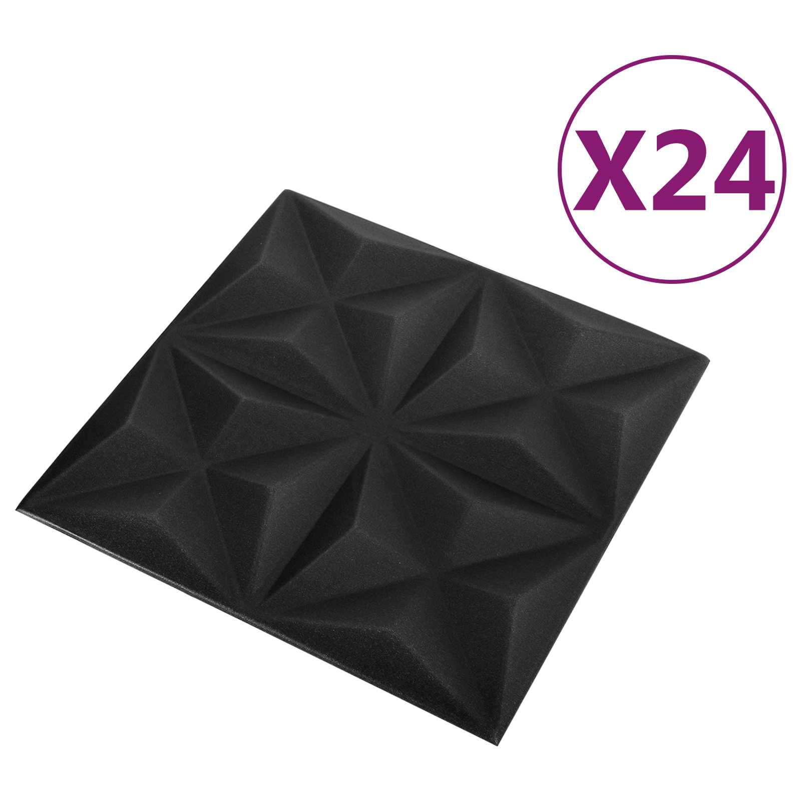 vidaXL Wall Panels 24 pcs 50 x 50 cm Origami Black XPS Foam 3
