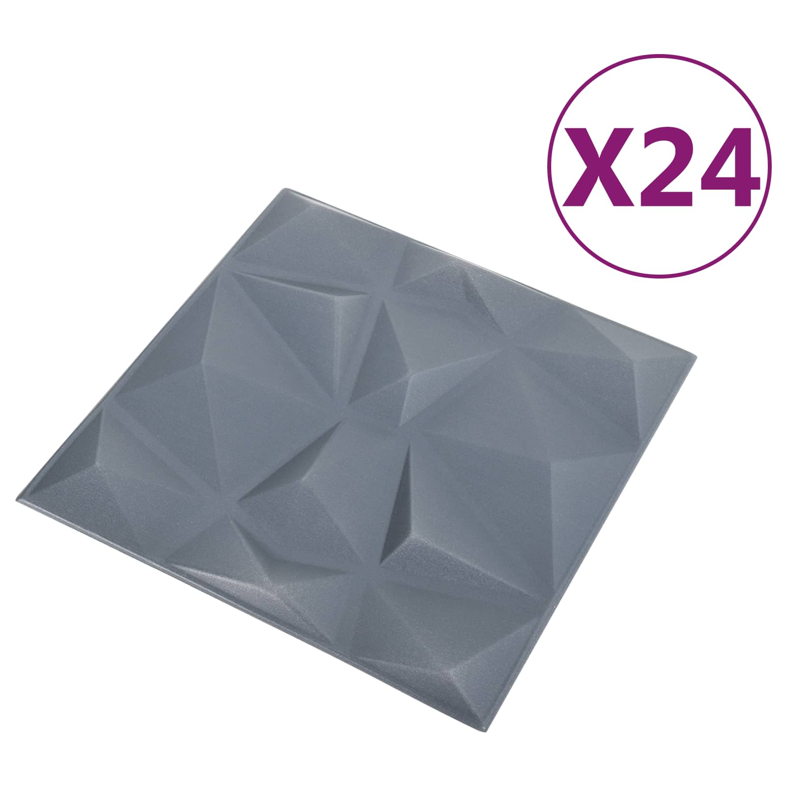 vidaXL Wall Panels 24 pcs 50 x 50 cm Diamond Grey XPS Foam 3