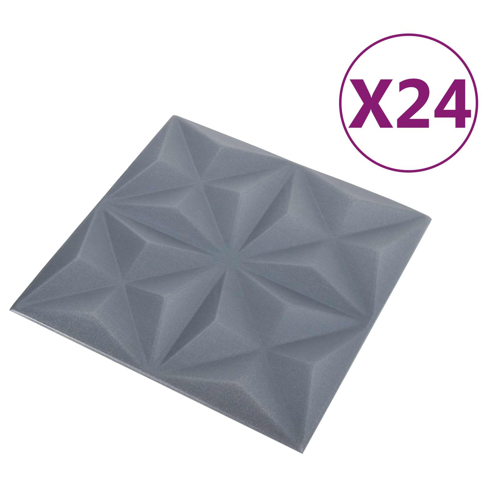 vidaXL Wall Panels 24 pcs 50 x 50 cm Origami Grey XPS Foam 3