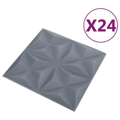 vidaXL Wall Panels 24 pcs 50 x 50 cm Origami Grey XPS Foam 3