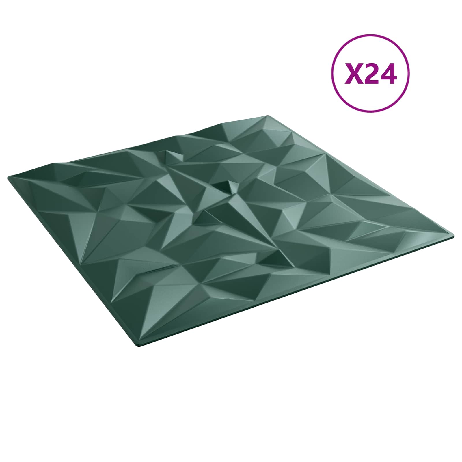 vidaXL Wall Panels 24 pcs 50 x 50 cm Amethyst Green XPS Foam 3