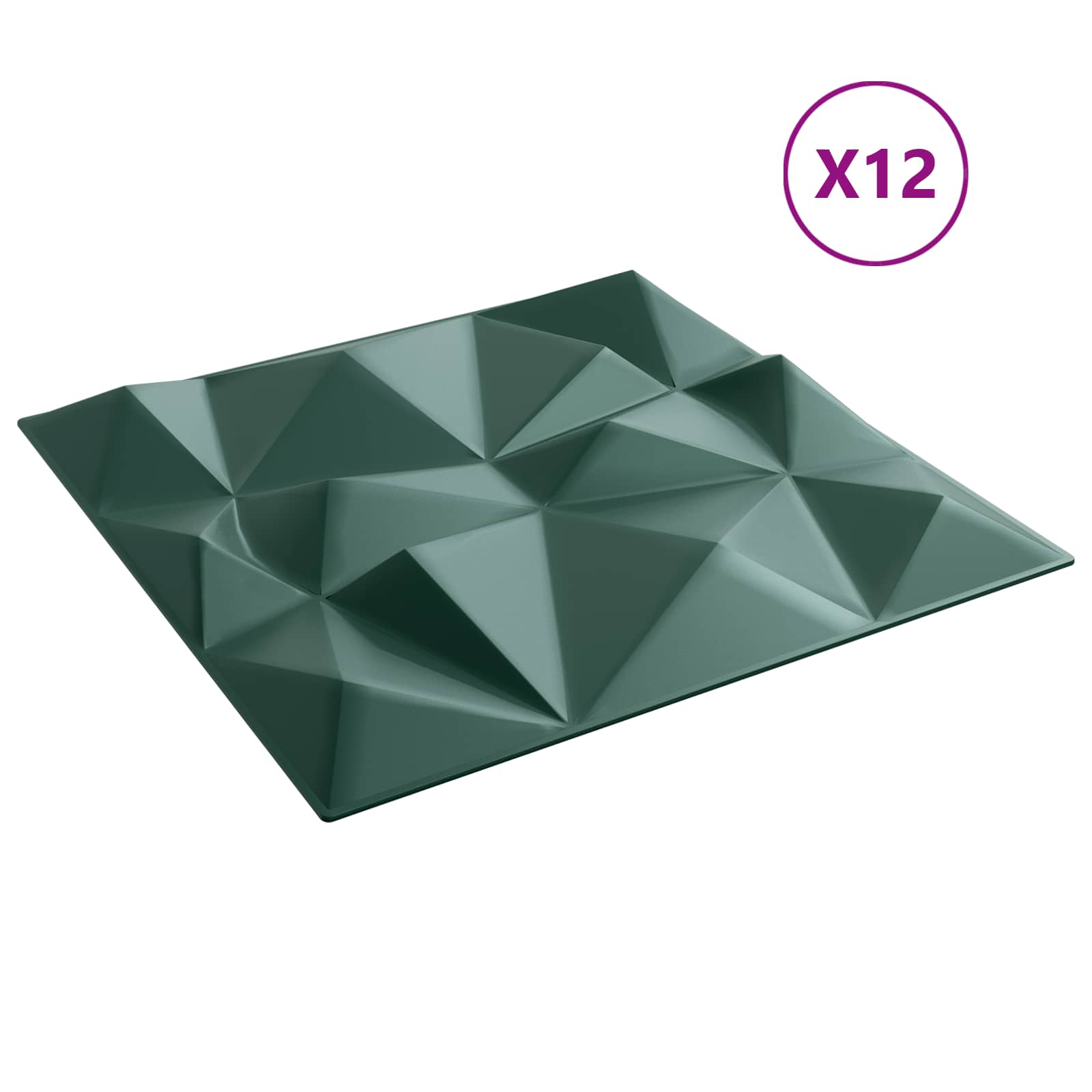 vidaXL Wall Panels 12 pcs 50 x 50 cm Diamond Green XPS Foam 3