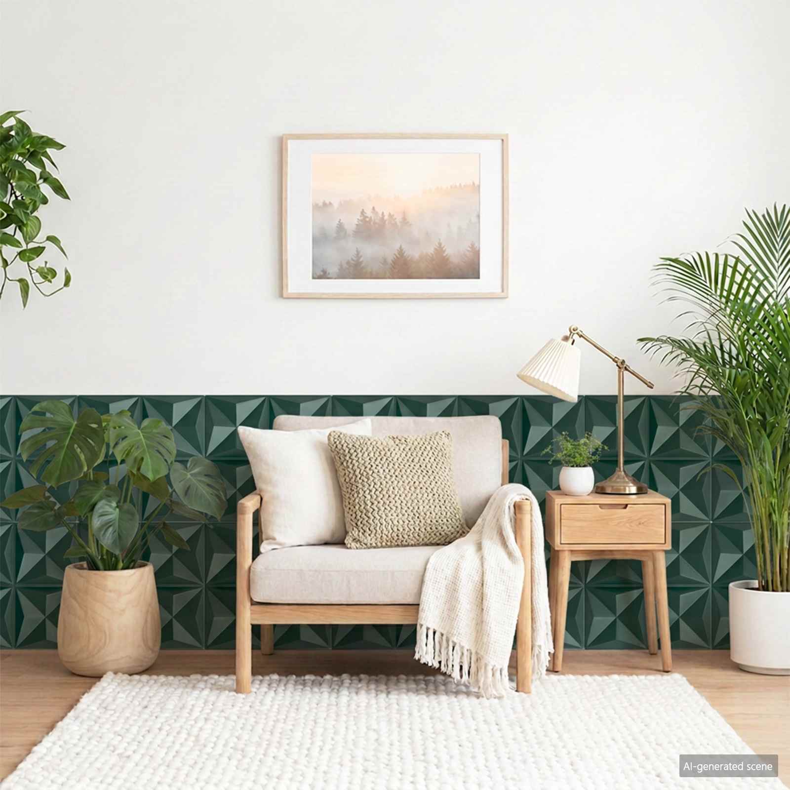 vidaXL Wall Panels 12 pcs 50 x 50 cm Origami Green XPS Foam 1