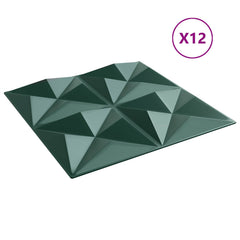 vidaXL Wall Panels 12 pcs 50 x 50 cm Origami Green XPS Foam 3