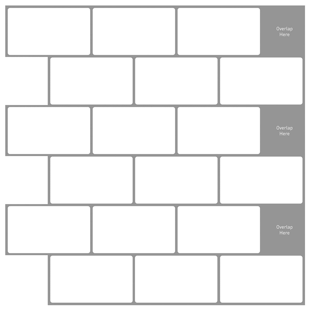 Subway Tile 30 x 30 cm Polyurethane and PET White grey 50