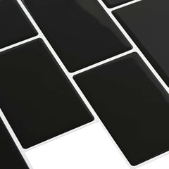 Subway Tile 30 x 30 cm Polyurethane and PET Black 50