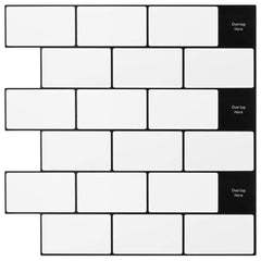 Subway Tile 30 x 30 cm Polyurethane and PET White black 20