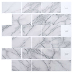 Subway Tile 30 x 30 cm Polyurethane and PET White marble 50