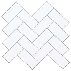 vidaXL Herringbone Tile 10 pcs White Grey 30 x 30 cm 1