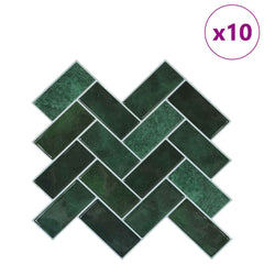 vidaXL Herringbone Tile 10 pcs Dark Green 30 x 30 cm 2