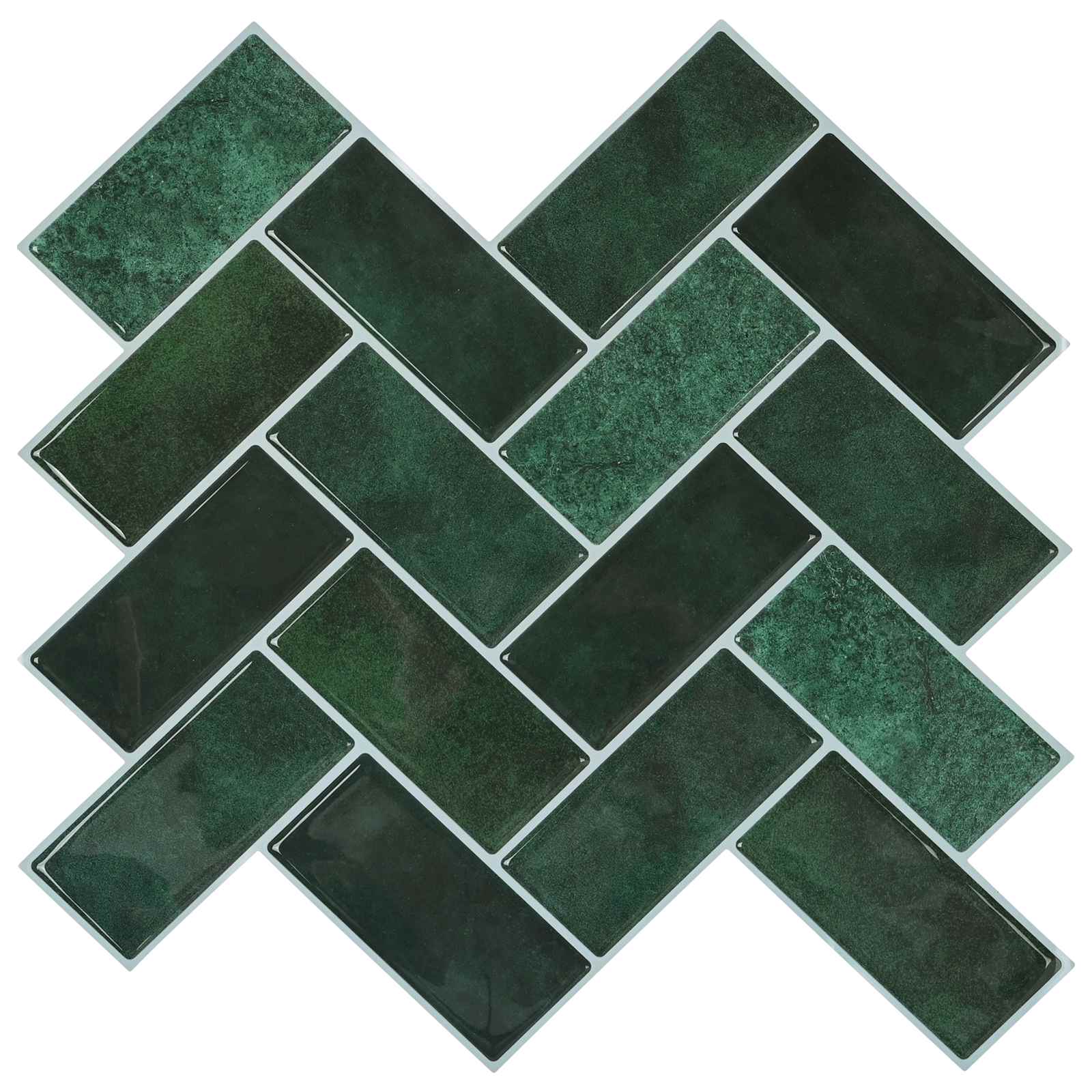 vidaXL Herringbone Tile 20 pcs Dark Green 30 x 30 cm 1