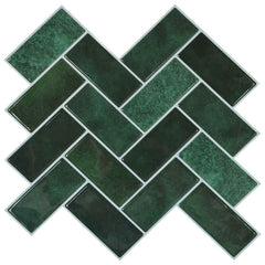 vidaXL Herringbone Tile 20 pcs Dark Green 30 x 30 cm 1