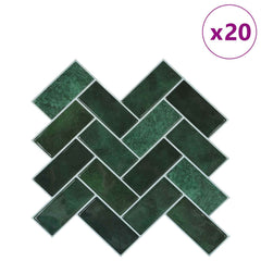 vidaXL Herringbone Tile 20 pcs Dark Green 30 x 30 cm 2