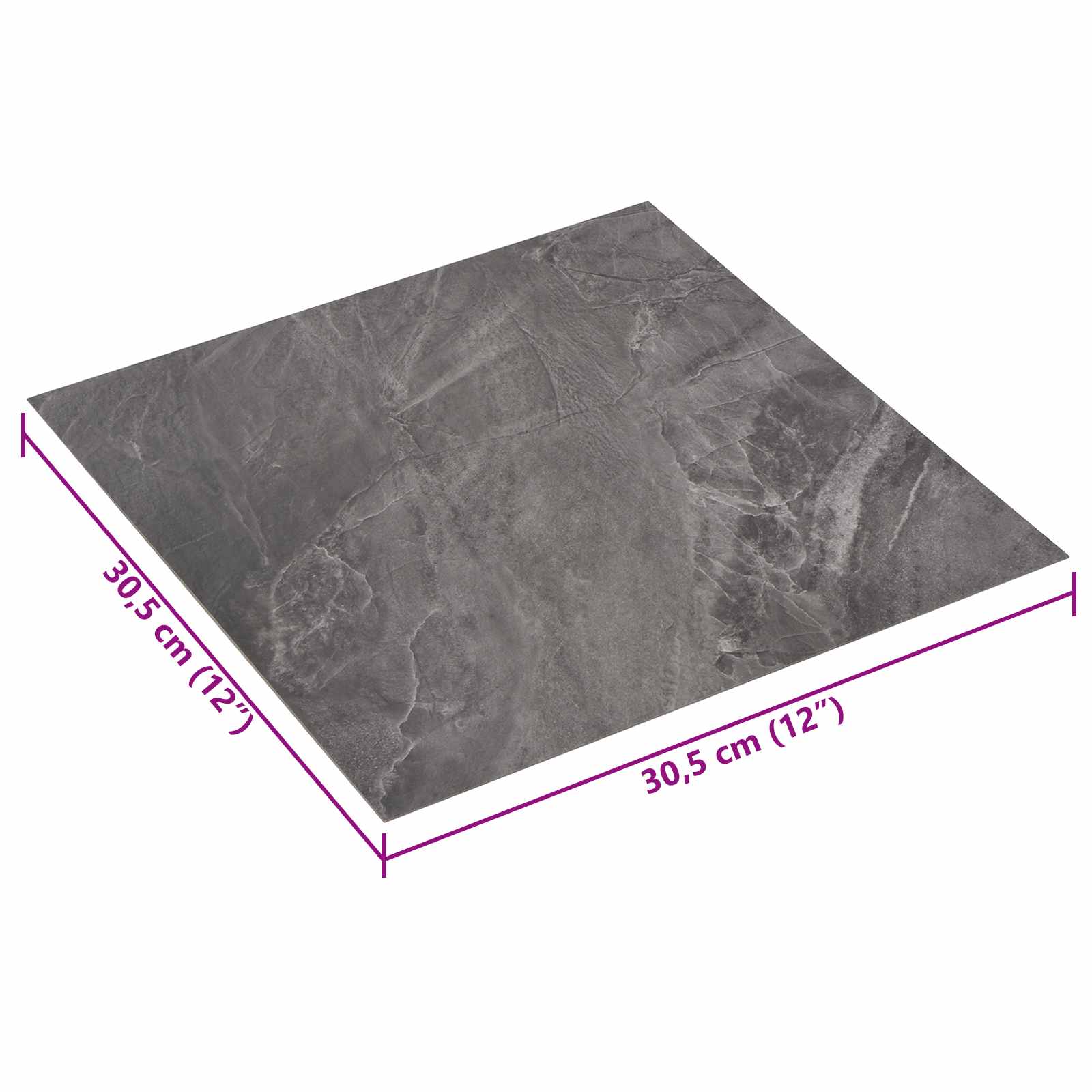 vidaXL Self-adhesive Flooring Planks Black 30.5 x 30.5 cm 20 pcs PVC 6