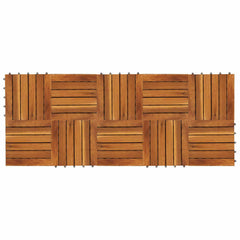 Decking Tile 30 x 30 cm Acacia Hardwood Brown 10 Striped pattern