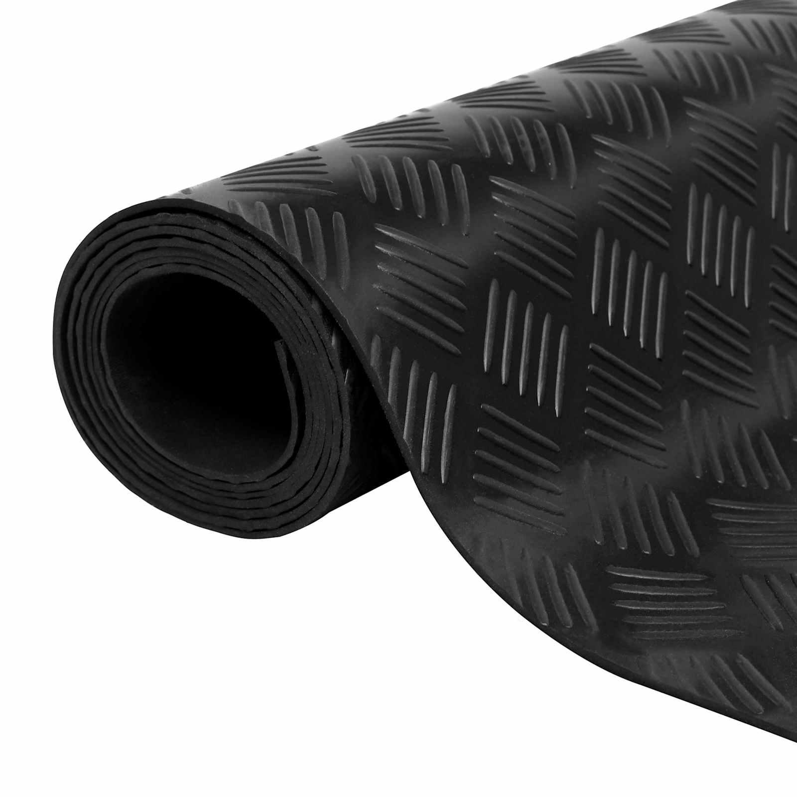 vidaXL Floor Mat with Checker Plate 1 x 5 m Black Rubber 2