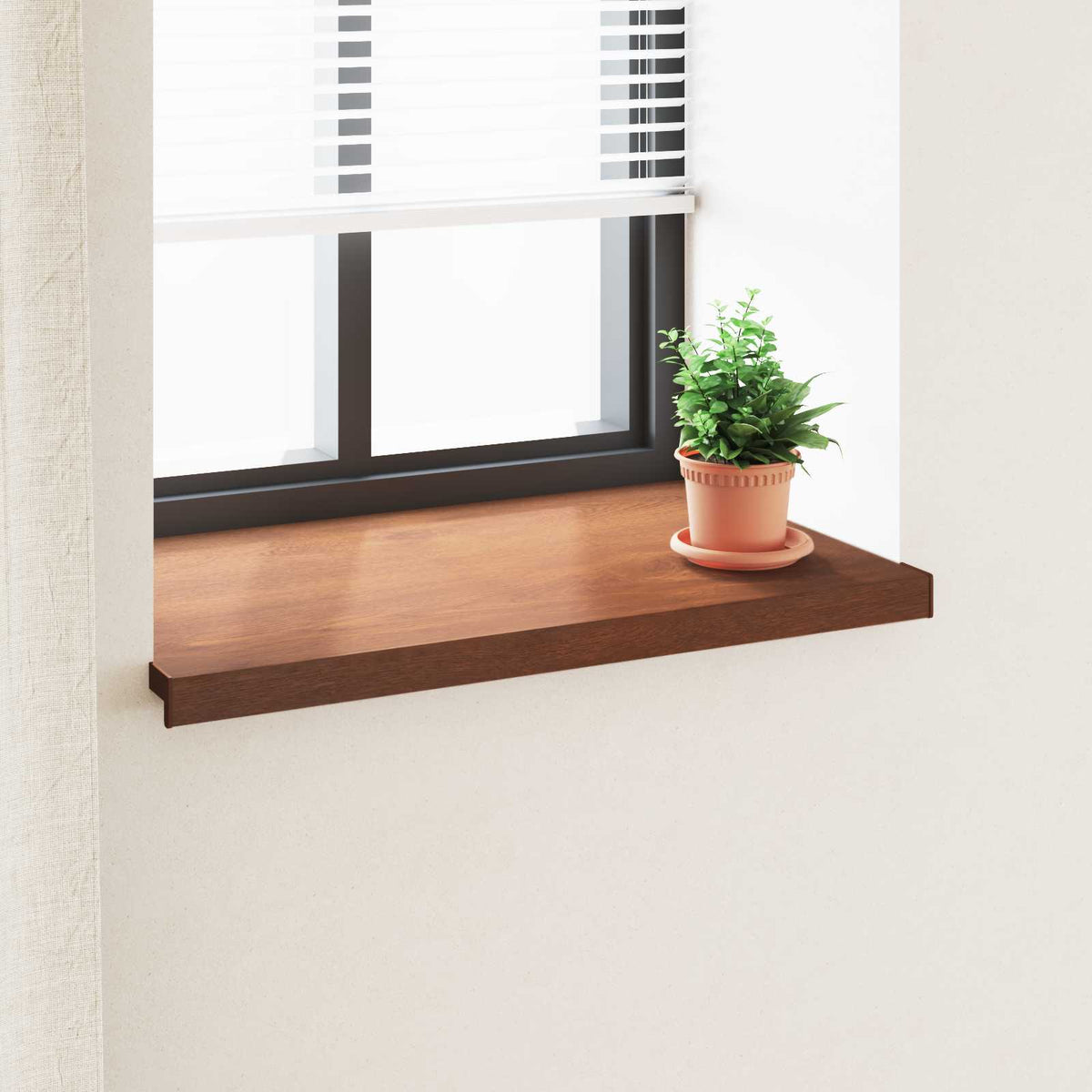 vidaXL Window Sill Brown wood 100 x 50 x 4.5 cm PVC 1