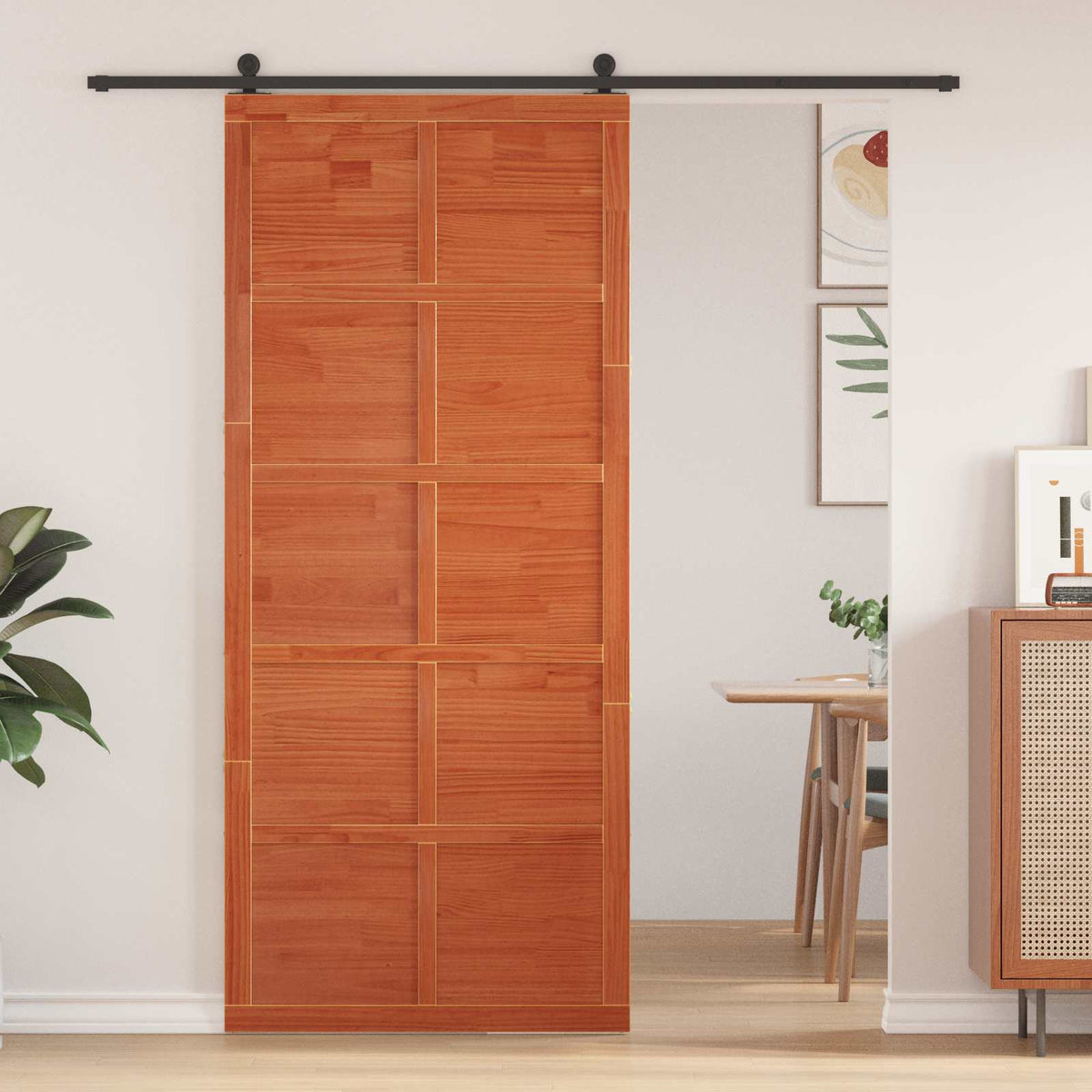 Barn Door Solid Pine Wood Wax brown
