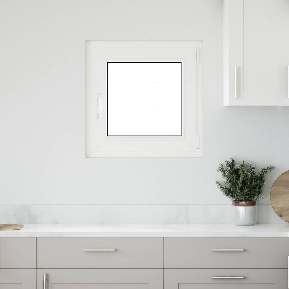 Basement Window Internal Colour RISOR 50 x 50 cm Tilting and Turn Right White Two-layer 60 cm 60 cm