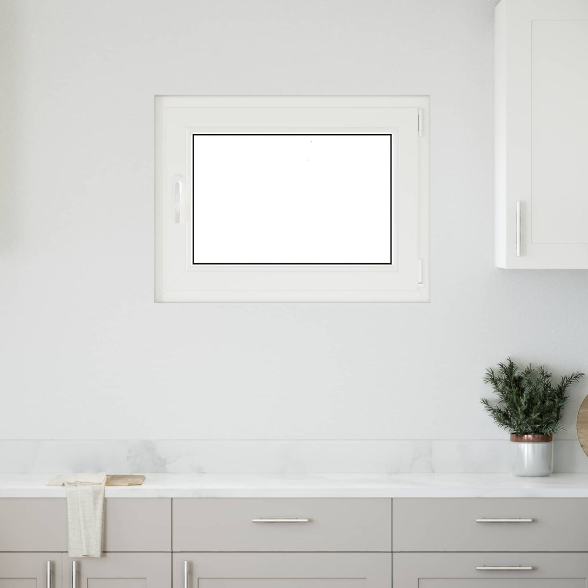 Basement Window Internal Colour RISOR 50 x 50 cm Tilting and Turn Right White Two-layer 80 cm 70 cm