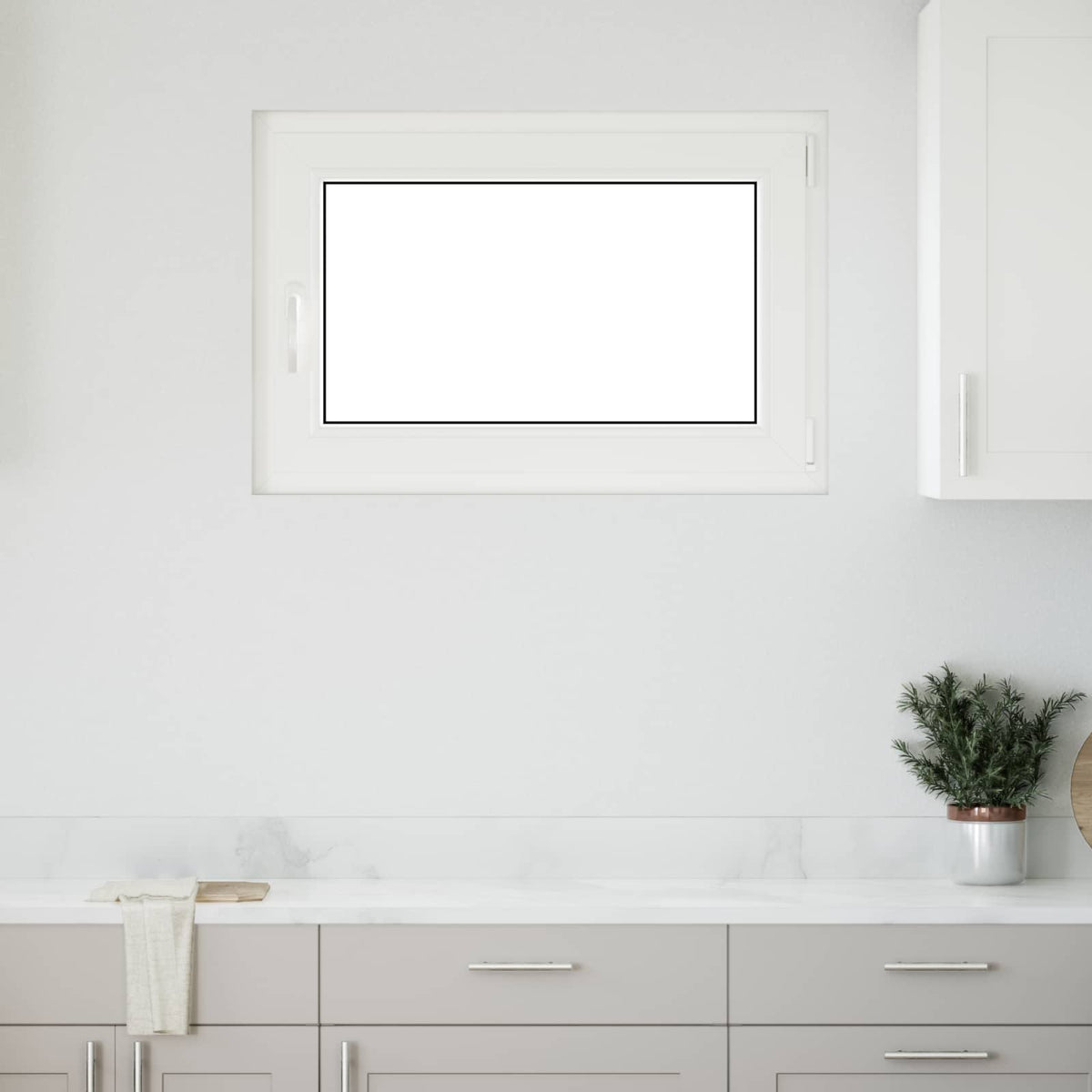 Basement Window Internal Colour RISOR 50 x 50 cm Tilting and Turn Right White Two-layer 90 cm 50 cm