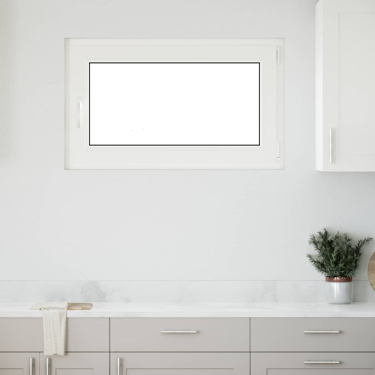 Basement Window Internal Colour RISOR 50 x 50 cm Tilting and Turn Right White Two-layer 100 cm 60 cm