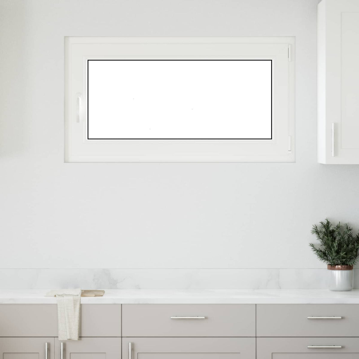 Basement Window Internal Colour RISOR 50 x 50 cm Tilting and Turn Right White Two-layer 110 cm 60 cm