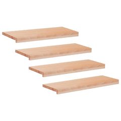 Stair Treads Solid Beech Wood Depth 30 cm 4 pcs Natural 80 cm