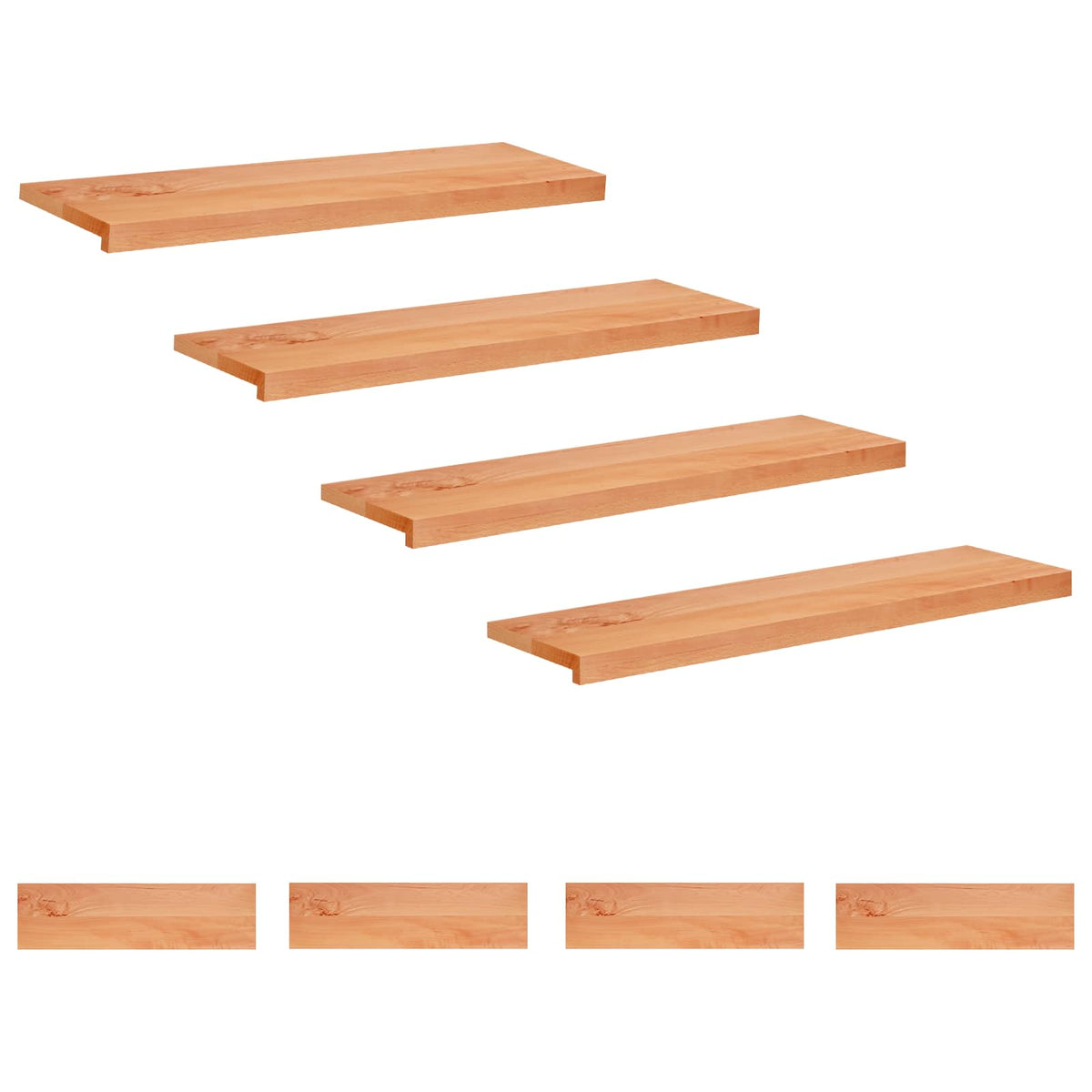 Stair Treads Solid Beech Wood Depth 25 cm 8 pcs Varnish 90 cm