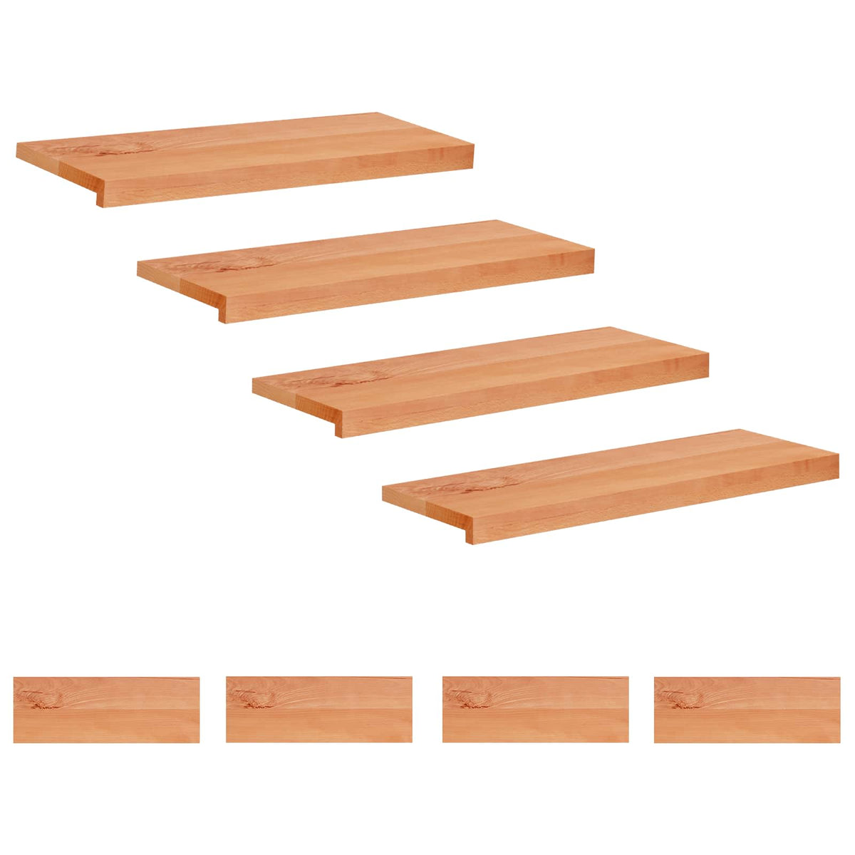 Stair Treads Solid Beech Wood Depth 30 cm 8 pcs Varnish 80 cm