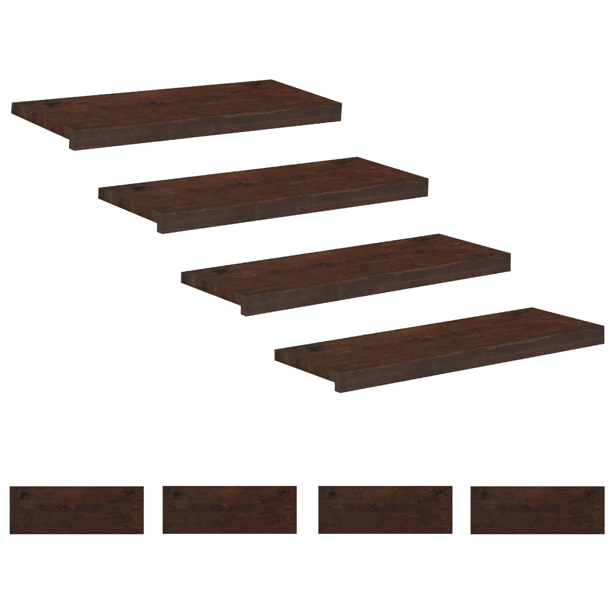 Stair Treads Solid Beech Wood Depth 25 cm 8 pcs Dark Brown 70 cm