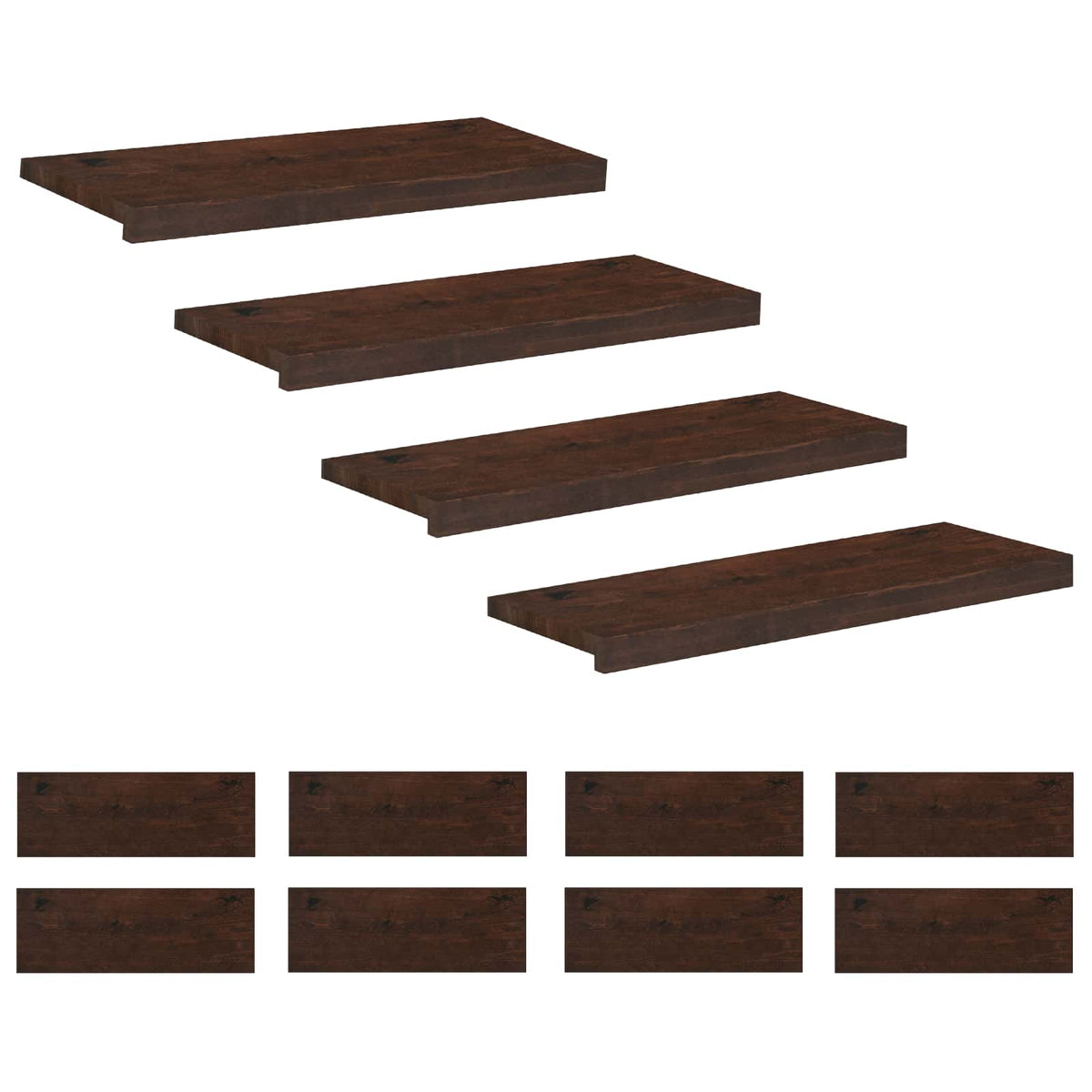 Stair Treads Solid Beech Wood Depth Dark Brown